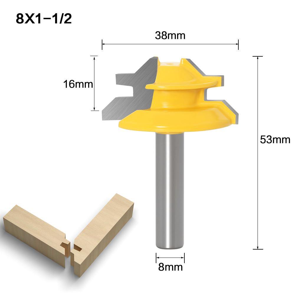 Drillpro 8MM Shank 45 Degree Lock Miter Router Bit Tenon Milling Cutter Woodworking Tool For Wood Tools - MRSLM