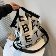 Large canvas letter tote bag, view 7 - MRSLM