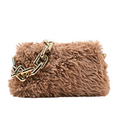 fluffy plush chain shoulder bag, view 2 - MRSLM