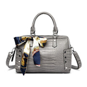 retro crocodile pattern tote shoulder bag, view 5 - MRSLM
