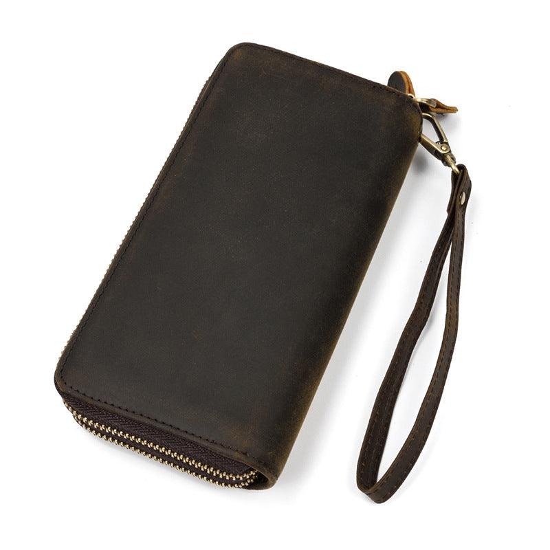 men's vintage double leather clutch bag, view 3 - MRSLM