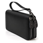 men's vintage double leather clutch bag, view 5 - MRSLM
