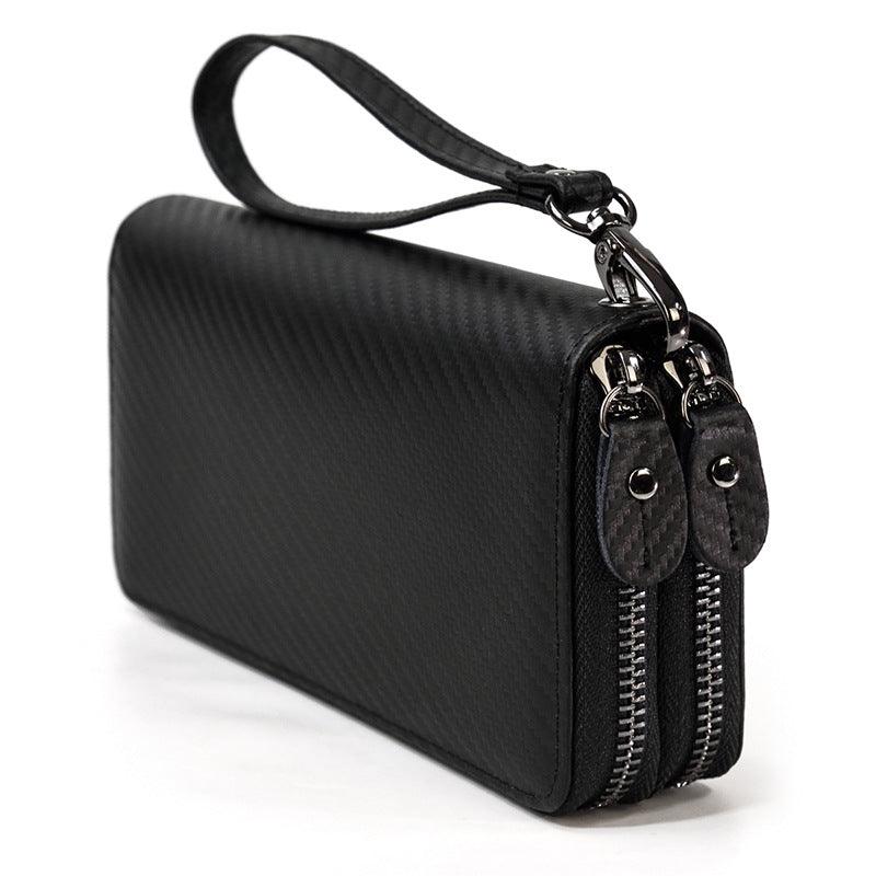 men's vintage double leather clutch bag, view 10 - MRSLM