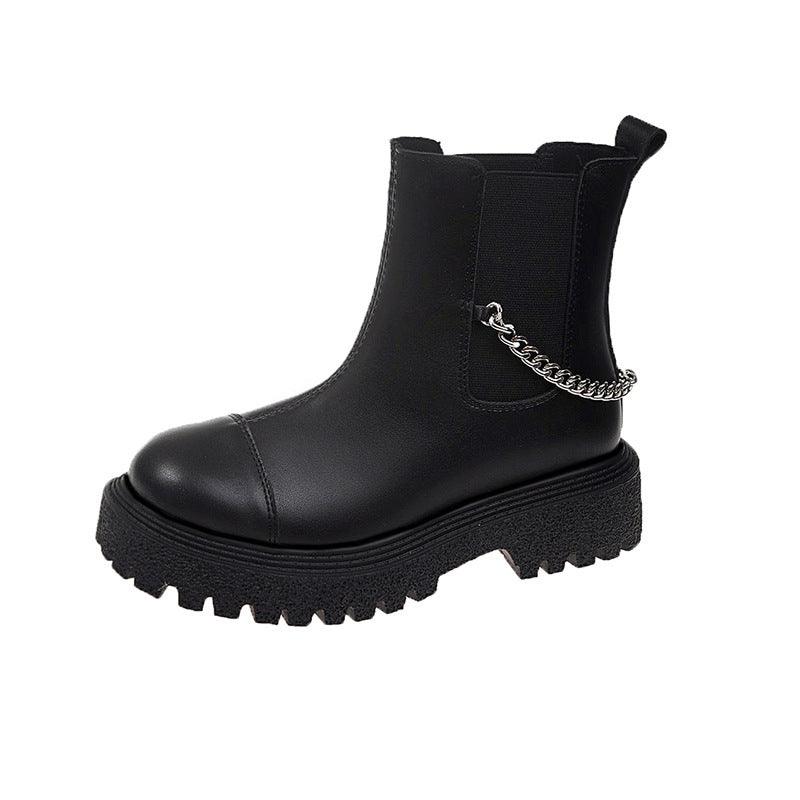 Women's chain thick-soled short boots, view 3 - MRSLM