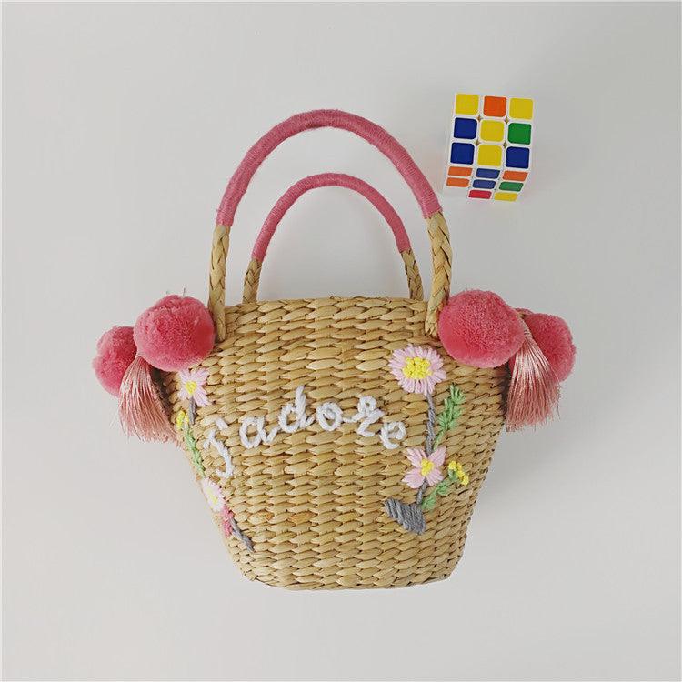 embroidered floral straw bag, view 4 - MRSLM