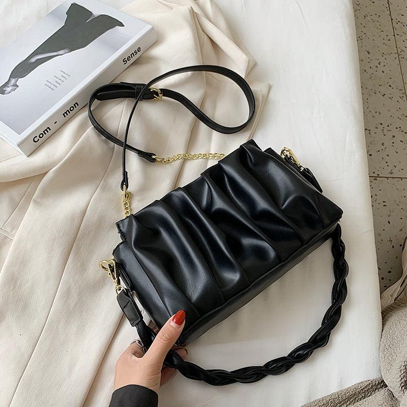 pleated small PU shoulder bag, view 3 - MRSLM