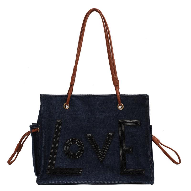 simple letters one-shoulder bucket bag, view 8 - MRSLM
