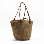 women's straw cylindrical shoulder bag, view 3 - MRSLM