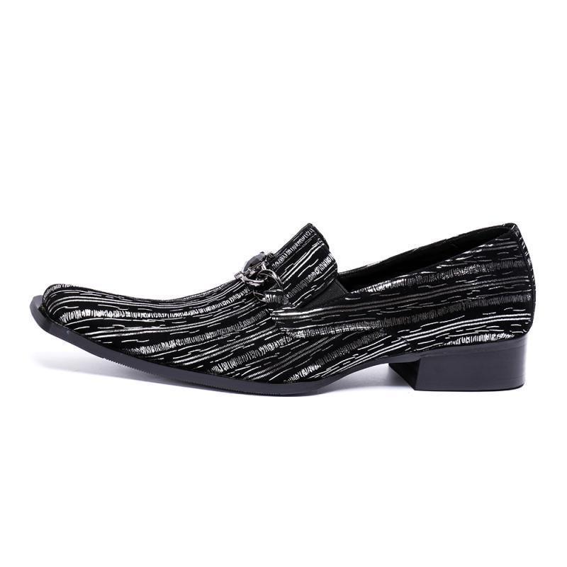 Men's black leather wedding party loafers, view 2 - MRSLM
