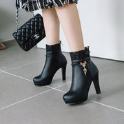 Women's faux leather thick heel boots - MRSLM