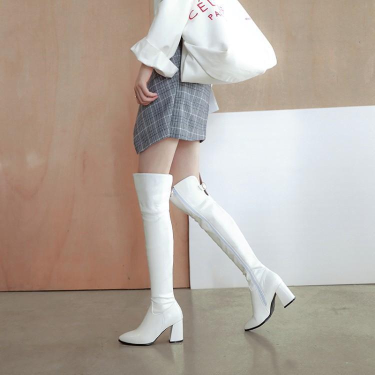 Thin Side Zipper Thick Heel Rider Boots - MRSLM