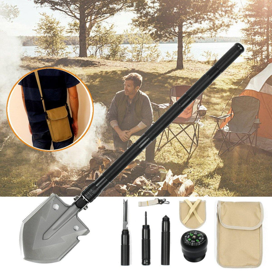 Adjustable Military Folding Camping Shovel Survival Spade Camping Hiking Hunting Tool - MRSLM