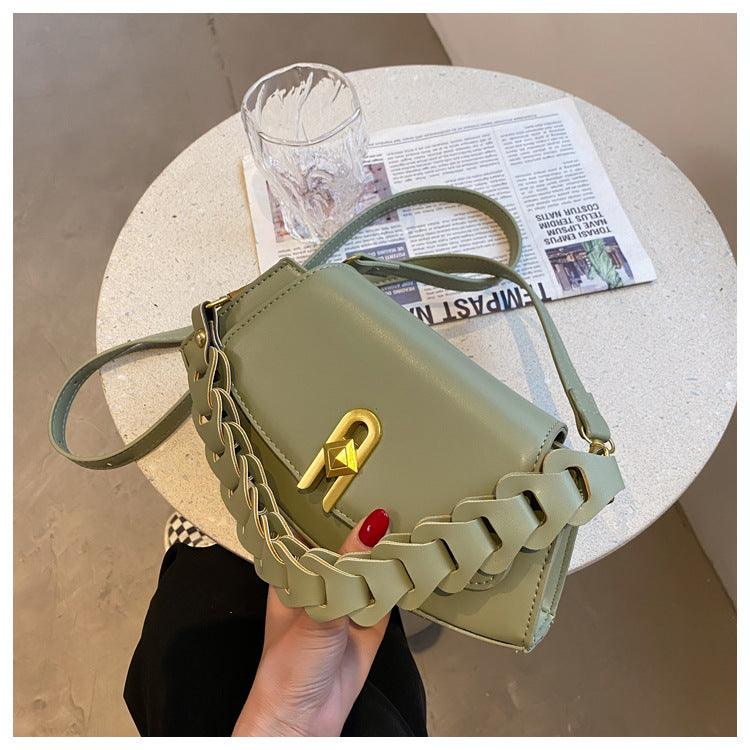 Woven PU dumpling shoulder bag, view 7 - MRSLM