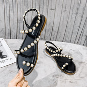 pearl flat slip-on sandals, view 3 - MRSLM