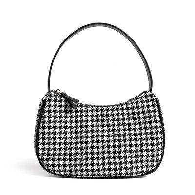 half-moon check canvas shoulder bag, view 8 - MRSLM