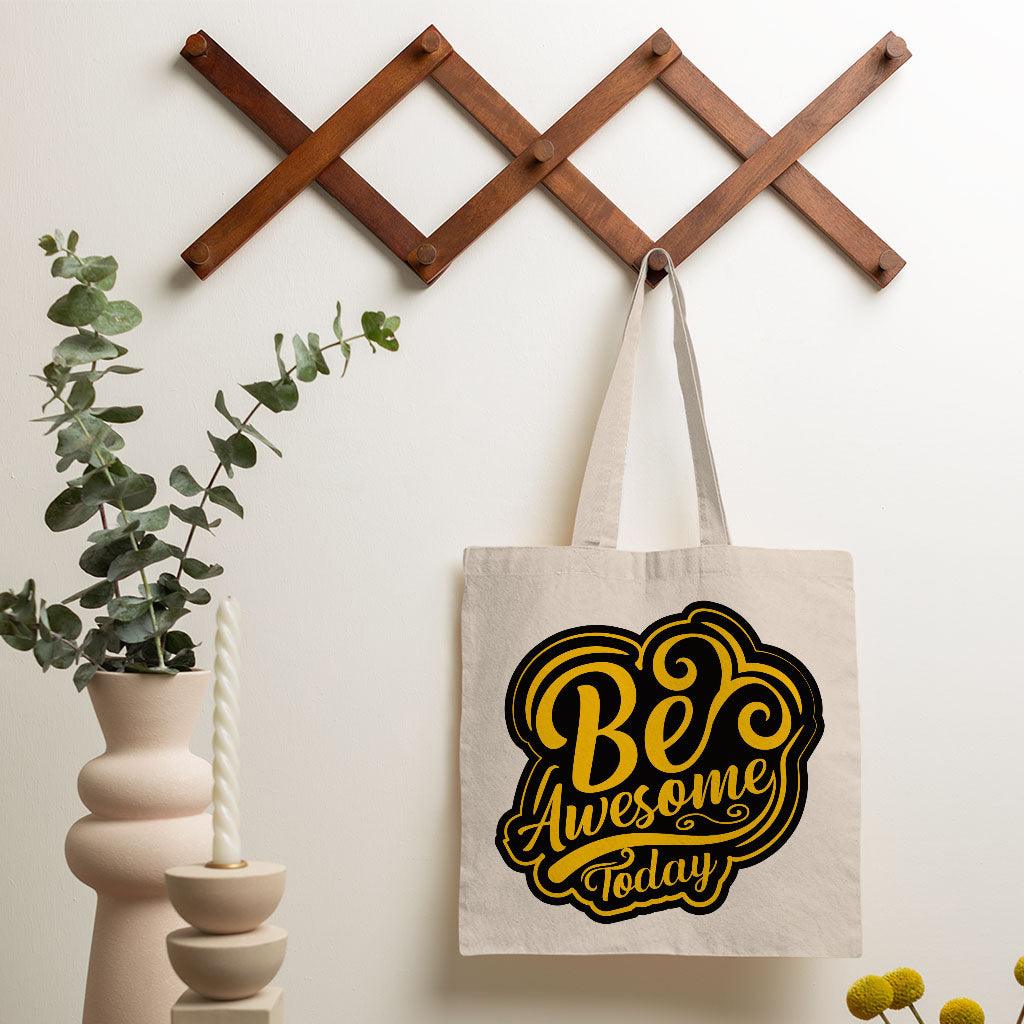Be Awesome Today Small Tote Bag - Motivational Shopping Bag - Cute Tote Bag - MRSLM