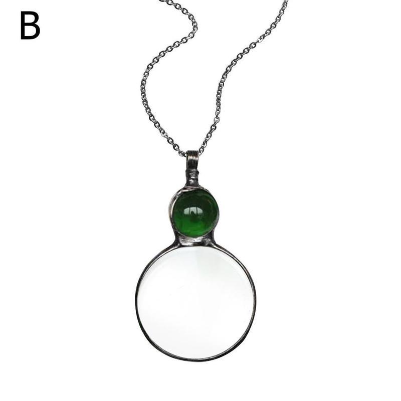 magnifying glass pendant necklace, view 4 - MRSLM