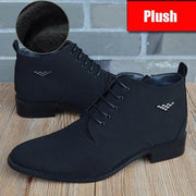Men's pointed toe microfiber leather short boots, view 4 - MRSLM