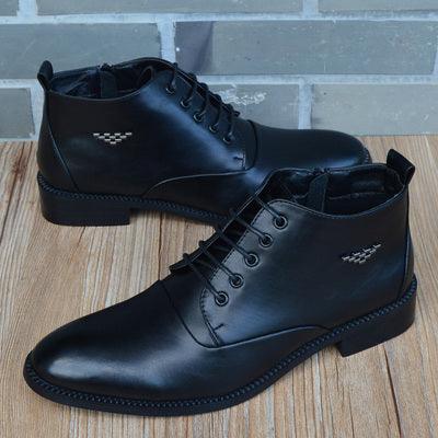 Men's pointed toe microfiber leather short boots, view 10 - MRSLM