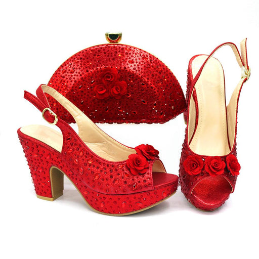 high heel sandals with flower clutch, view 6 - MRSLM