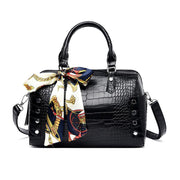 retro crocodile pattern tote shoulder bag, view 2 - MRSLM