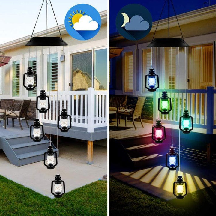 Outdoor Solar Wind Chime Lamp Hummingbird Butterfly Ball Wind Chime Garden Decoration - MRSLM