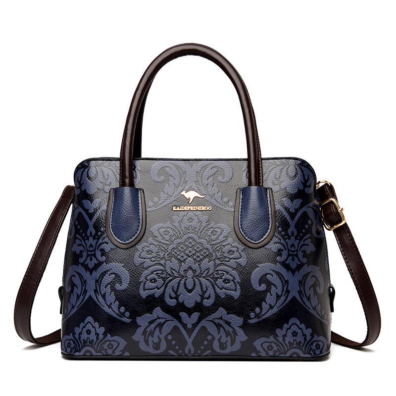 ethnic flower cowhide shoulder bag, view 9 - MRSLM