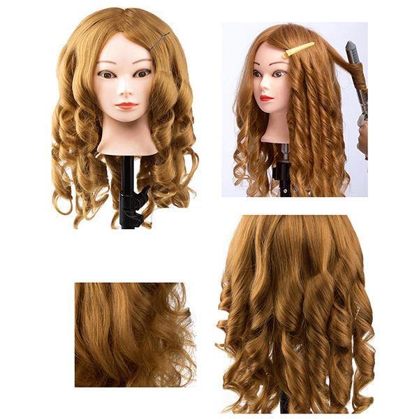 80% Human Hair Mannequin Head Yellow Natural Color With Clamp Practice Salon - MRSLM