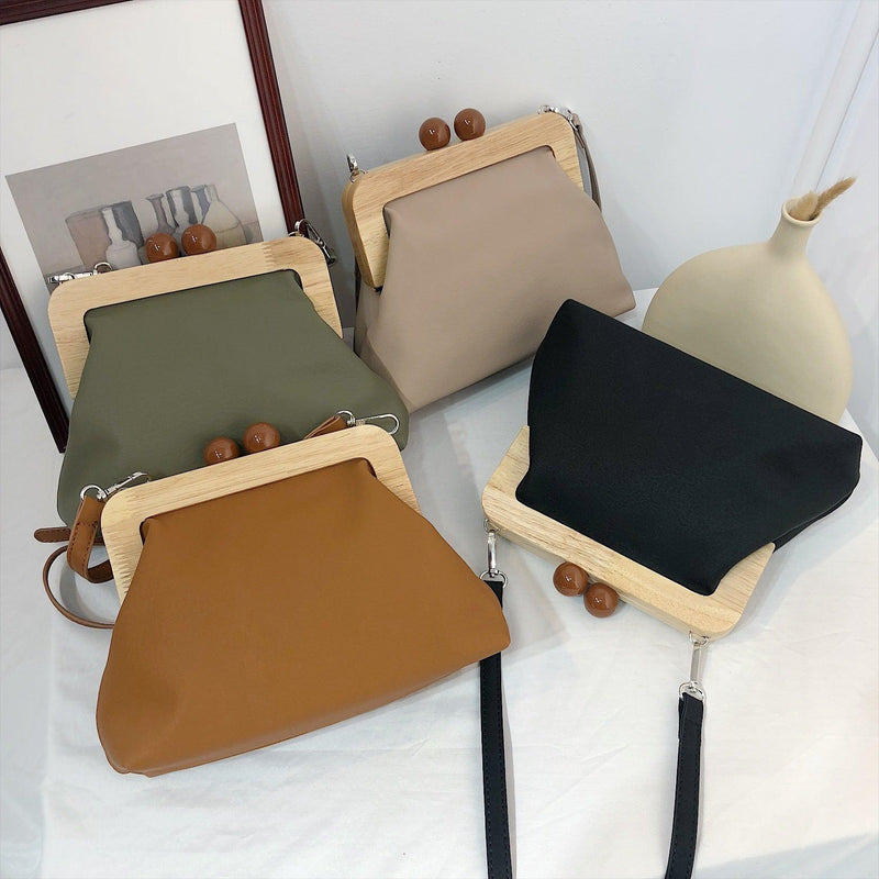 wooden clip clutch handbag, view 2 - MRSLM