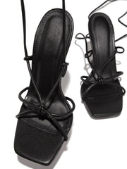 women's shaped heel square toe sandals, view 3 - MRSLM