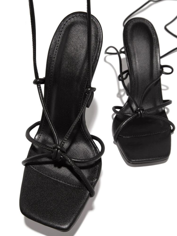 women's shaped heel square toe sandals, view 3 - MRSLM
