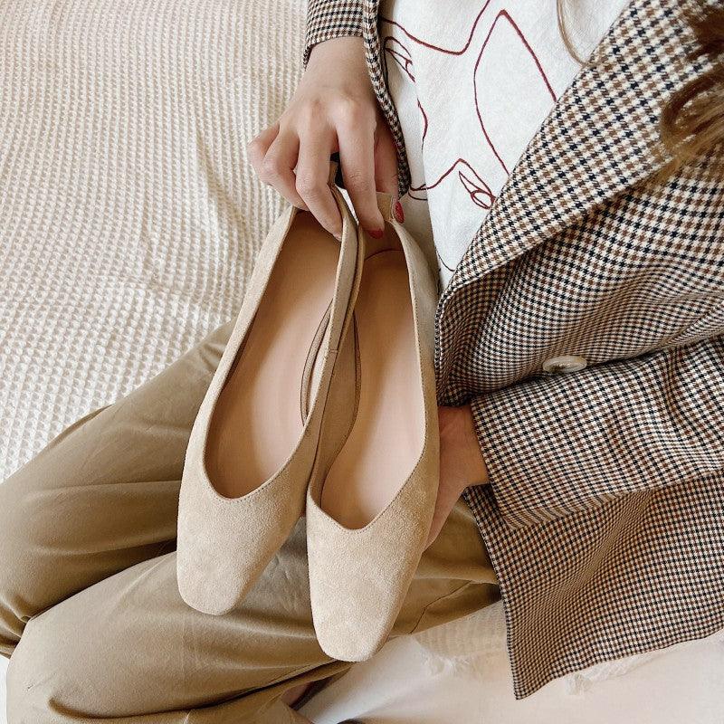 Women's sheepskin leather low heel shoes, view 4 - MRSLM