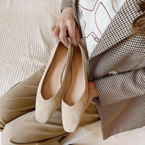 Women's sheepskin leather low heel shoes, view 4 - MRSLM