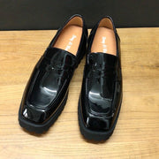 Men's slip-on black patent shoes, view 3 - MRSLM