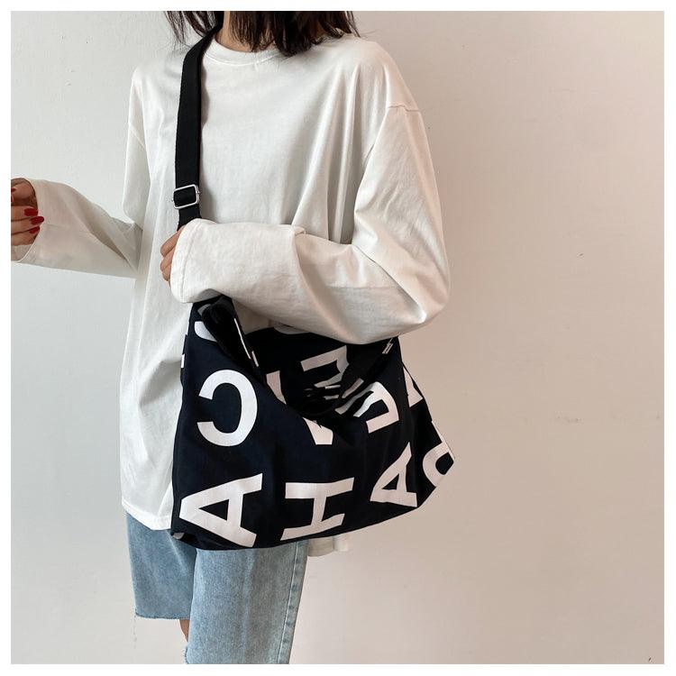 Large canvas letter tote bag, view 11 - MRSLM