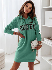 Women's long sleeve letter print casual dress, view 4 - MRSLM