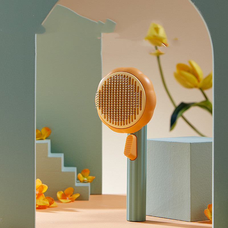 Pet Cat Brush Hand-held Self-cleaning Grooming Comb