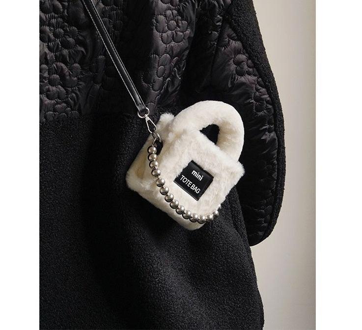 Women's plush teddy mini chain bag, view 5 - MRSLM