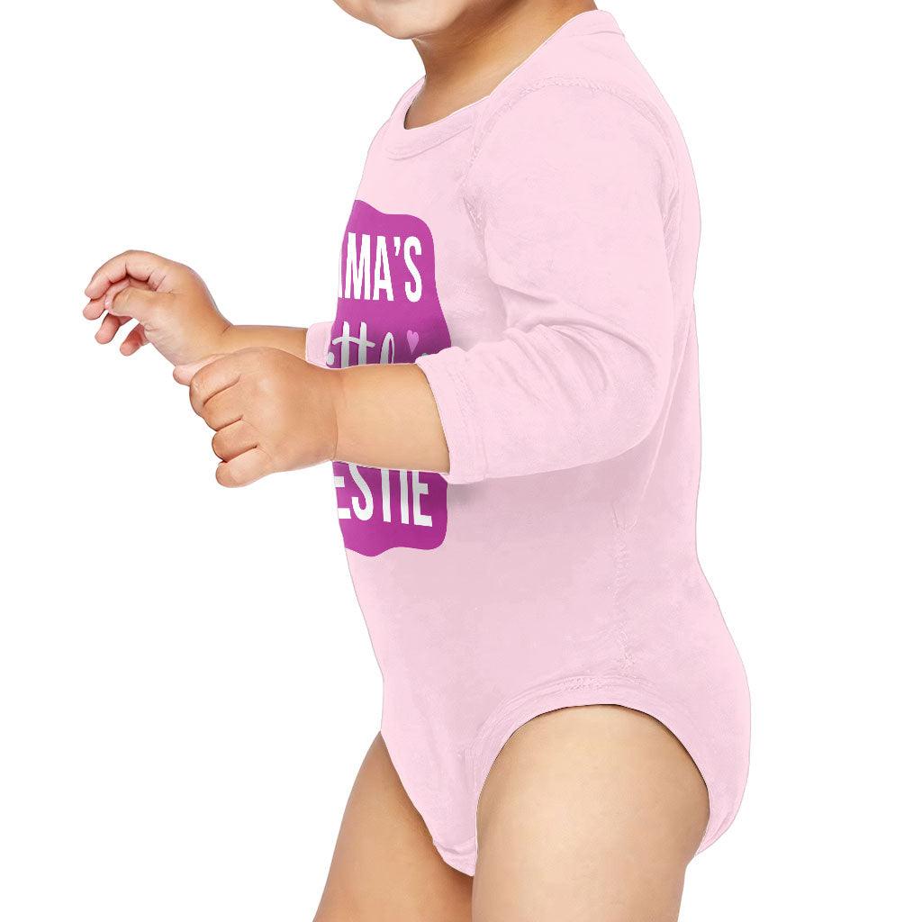 Mama's Bestie Baby Long Sleeve Onesie - Trendy Baby Long Sleeve Bodysuit - Graphic Baby One-Piece - MRSLM