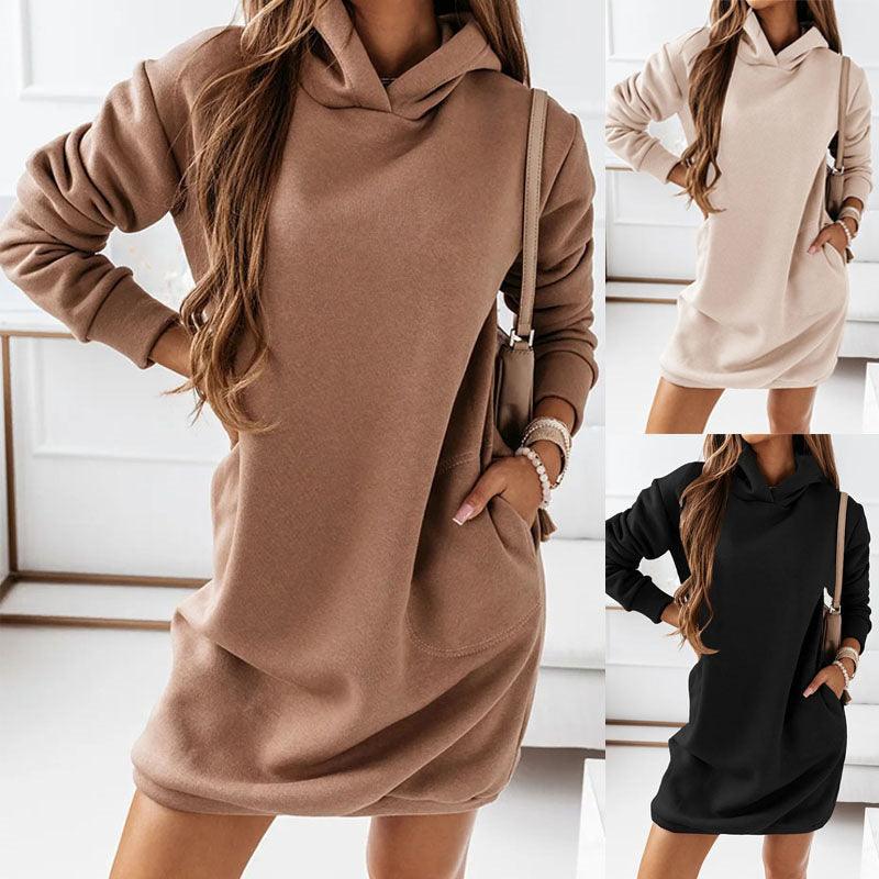 Long-sleeved solid color dress - MRSLM