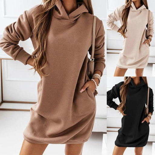 Long-sleeved solid color dress - MRSLM