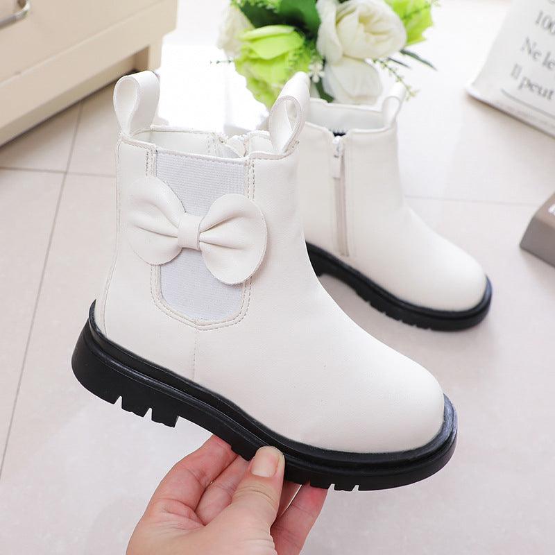 Mid-tube British style faux leather boots, view 4 - MRSLM