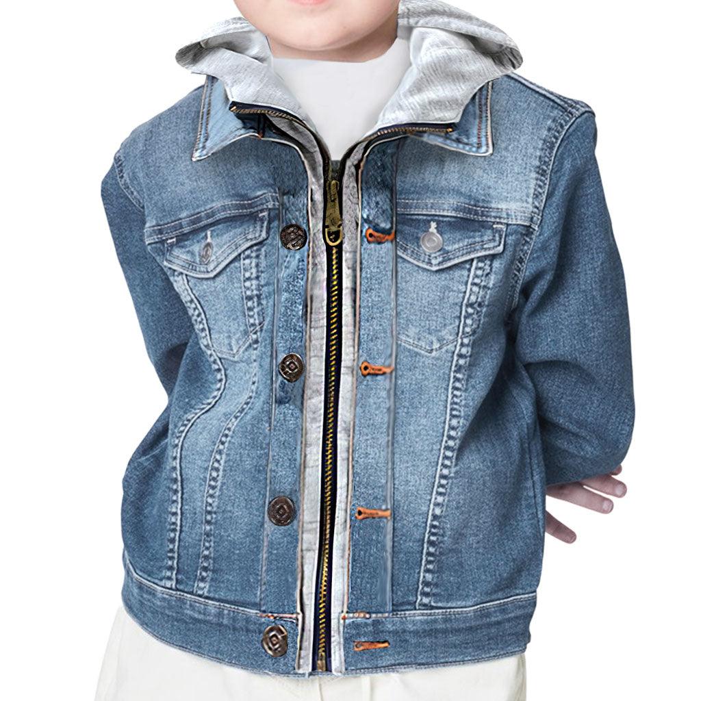 Will Run for Ice Cream Hooded Denim Jacket for Kids - Funny Jean Jacket - Cool Denim Jacket for Kids - MRSLM