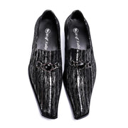 Men's black leather wedding party loafers - MRSLM