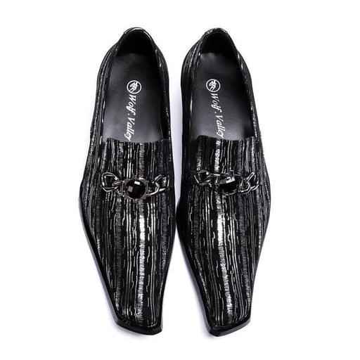 Men's black leather wedding party loafers - MRSLM