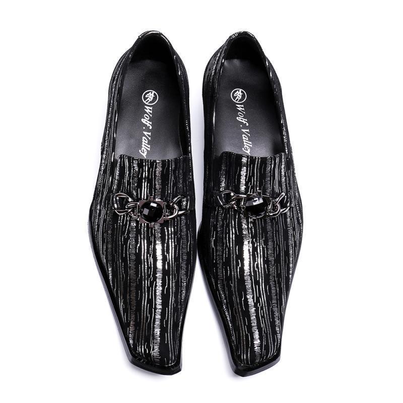 Men's black leather wedding party loafers, view 6 - MRSLM