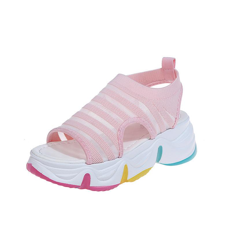 Rainbow Sole Mid-Heel Slip-On Sports Sandals
