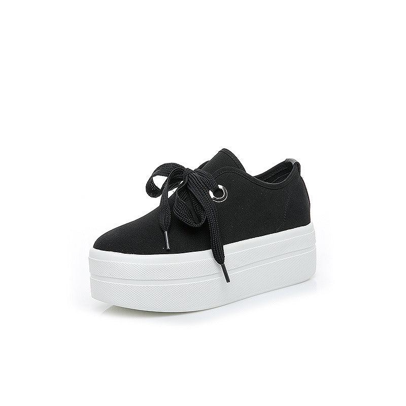 Women's platform lace-up canvas shoes, view 3 - MRSLM