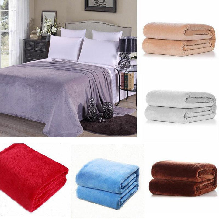 100x150cm Coral Fleece Blanket Sofa Bed Bedding Warm Soft Quilt - MRSLM