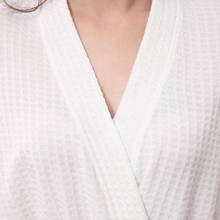 Honana BX-987 Towel Bathrobe Dressing Gown Unisex Men Women Solid Cotton Waffle Sleep Lounge - MRSLM